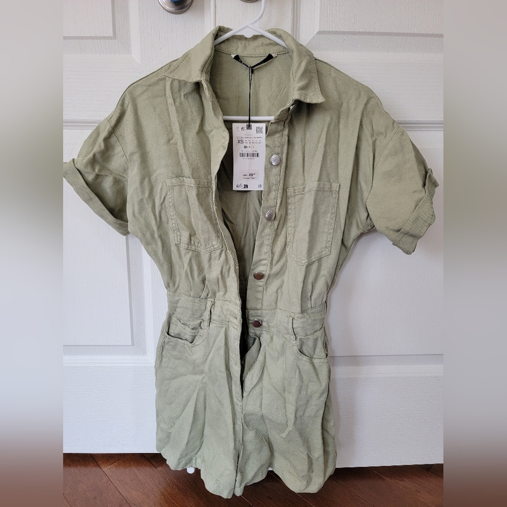 NWT Zara Sage Green Romper Size XS